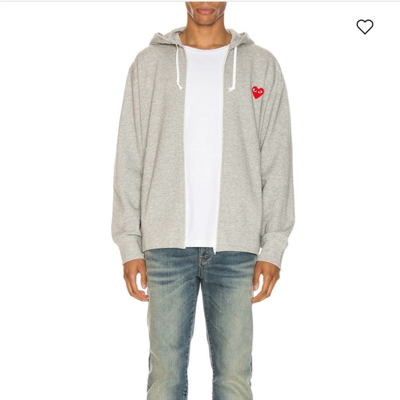 Comme des Garcons PLAY Gray Sweater with Red Hearts - Picture 2 of 7